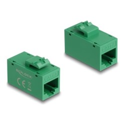 Delock - Vazební cívka keystone - RJ-45 (F) do RJ-45 (F) - UTP - CAT 6a - zelená