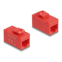 Delock - Modul - povrchová montáž, faceplate mountable - CAT 6a - UTP - RJ-45 - cervená