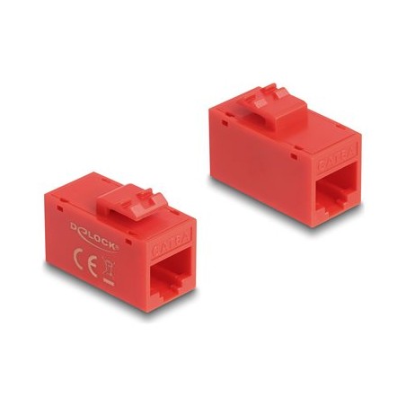 Delock - Modul - povrchová montáž, faceplate mountable - CAT 6a - UTP - RJ-45 - cervená
