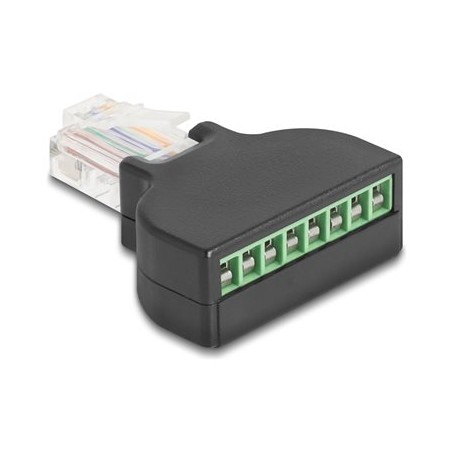 Delock - Network adapter connector - RJ-45 (M) do 8 kolíková svorkovnice - CAT 5e - prirazení pinu 1:1, roztec 2,54 mm, s