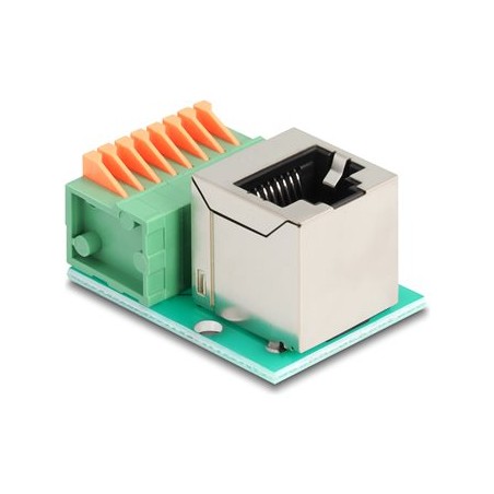 Delock - Sítový adaptér - RJ-45 (F) pravoúhlý do 8 kolíková svorkovnice - CAT 5e