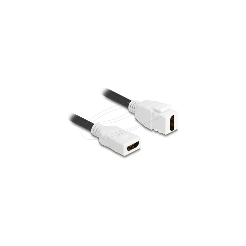 Delock - HDMI kabel - HDMI se zdírkami (female) keystone do HDMI se zdírkami (female) - 20 cm - cerná / bílá - podpora 8K60Hz