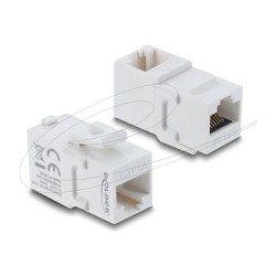 Delock - Sítový propojovací kabel - RJ-45 (F) rovné do RJ-45 (F) pravoúhlý - UTP - CAT 6a - bílá