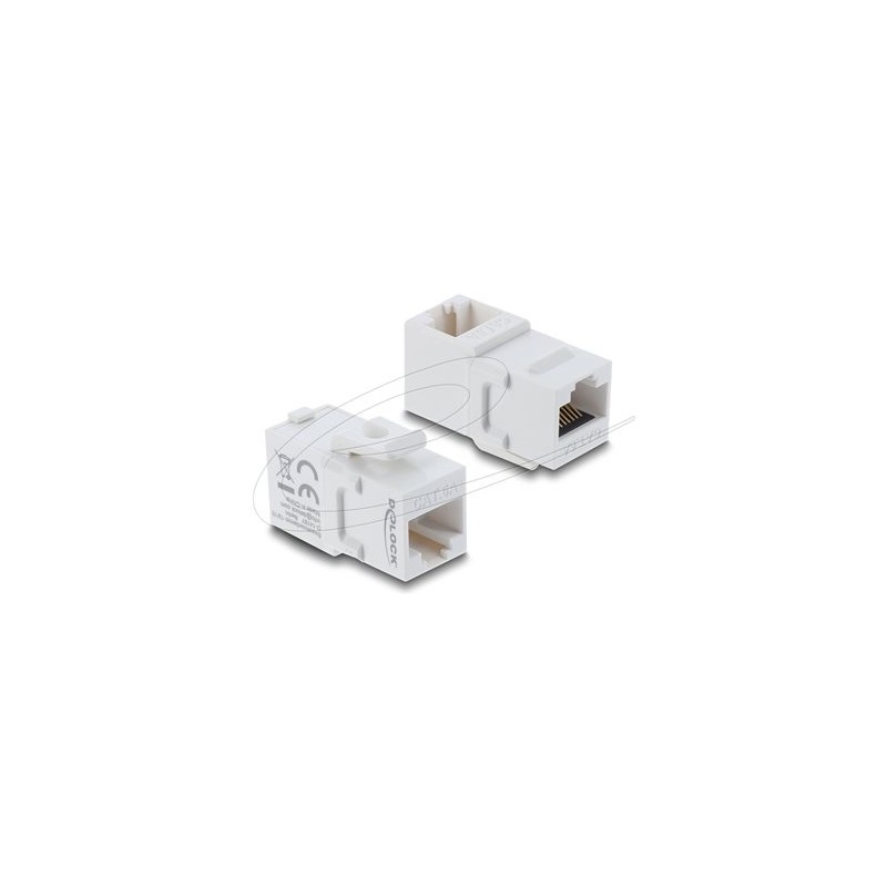 Delock - Sítový propojovací kabel - RJ-45 (F) rovné do RJ-45 (F) pravoúhlý - UTP - CAT 6a - bílá