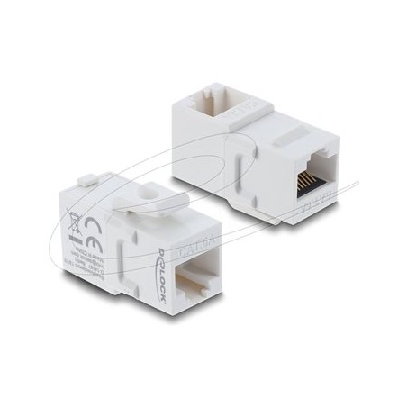 Delock - Sítový propojovací kabel - RJ-45 (F) rovné do RJ-45 (F) pravoúhlý - UTP - CAT 6a - bílá