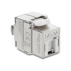 Delock - Modul - bez náradí - CAT 6a - stínený - RJ-45, LSA - stríbrná/cervená