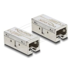 Delock - Sítový propojovací kabel - RJ-45 (F) do RJ-45 (F) - STP - CAT 6a - stríbrná