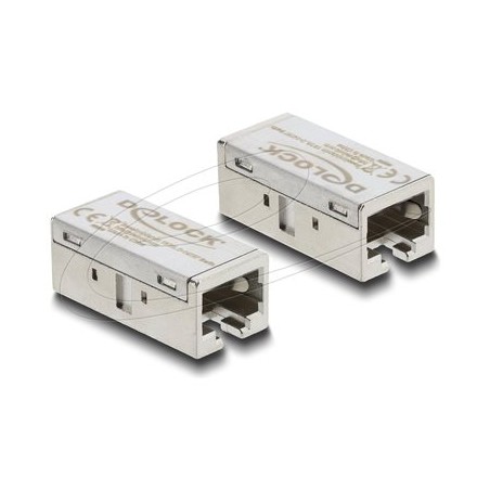 Delock - Sítový propojovací kabel - RJ-45 (F) do RJ-45 (F) - STP - CAT 6a - stríbrná