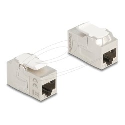 Delock - Modulární vložka (spojka) - klíc - CAT 6a - stínený - RJ-45 - stríbrná, bílá 90718