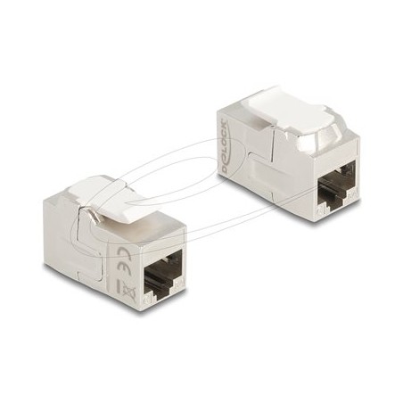 Delock - Modulární vložka (spojka) - klíc - CAT 6a - stínený - RJ-45 - stríbrná, bílá 90718