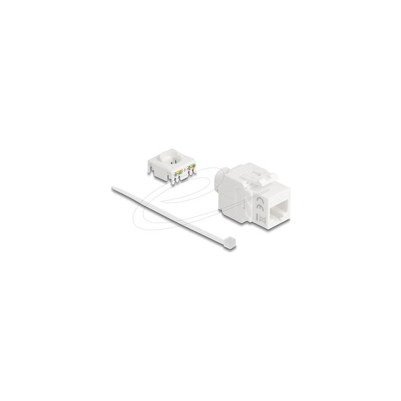 Delock - Modul - 180°, beznástrojový - CAT 6a - UTP - RJ-45, LSA - bílá