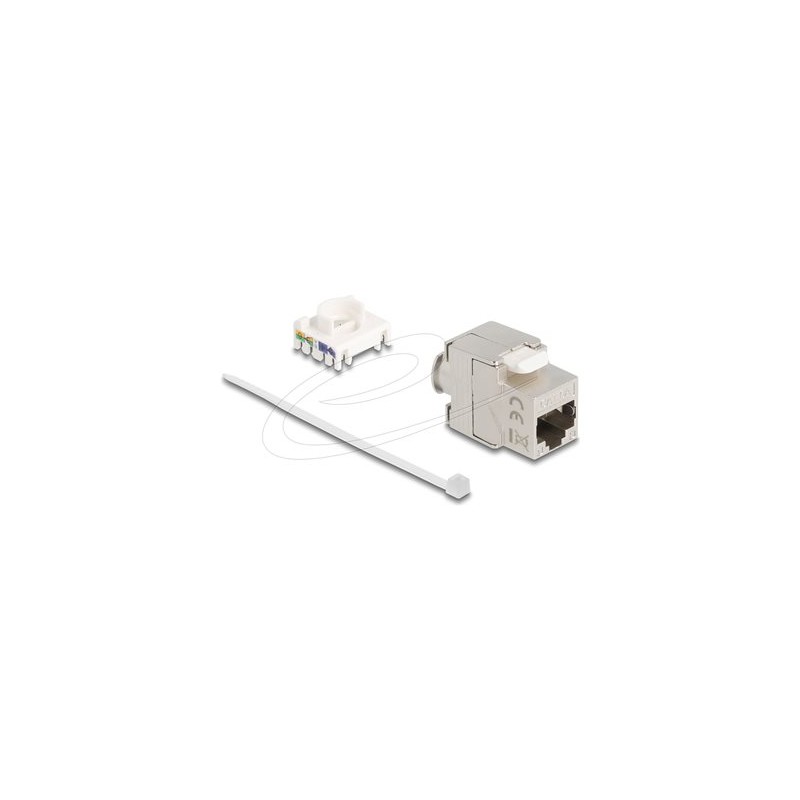 Delock - Modul keystone - RJ-45 (F) do LSA (F) úhel - CAT 6a - krátký, tenký - stríbrná, bílá