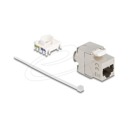 Delock - Modul keystone - RJ-45 (F) do LSA (F) úhel - CAT 6a - krátký, tenký - stríbrná, bílá