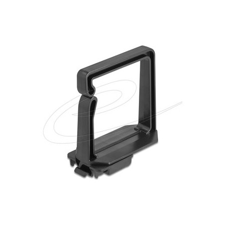 Delock - Držák pro správu kabelu pro sítová zarízení - 70 x 70 mm, s montážní deskou pro montáž na DIN lištu - prední - cerná