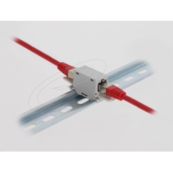 Delock - Sítový propojovací kabel - RJ-45 (F) do RJ-45 (F) - CAT 6a - vulkanizacní uzáver, montáž na DIN lištu - šedá