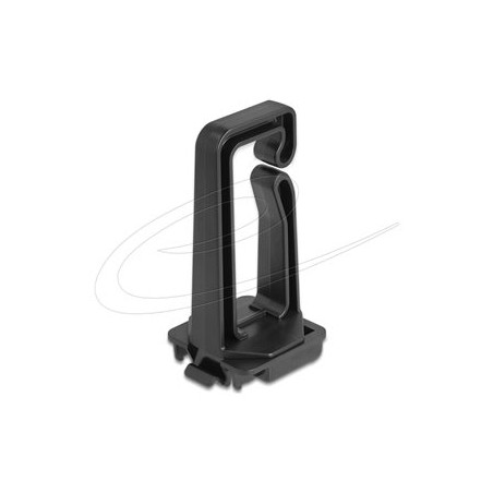 Delock - Držák pro správu kabelu pro sítová zarízení - 70 x 24 mm, s montážní deskou pro montáž na DIN lištu - prední - cerná