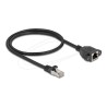 Delock - Sítový prodlužovací kabel - RJ-45 (M) do RJ-45 (F) šroubovací - 50 cm - S/FTP - CAT 6a - neobsahuje halogen, plochý