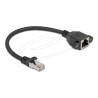 Delock - Sítový prodlužovací kabel - RJ-45 (M) do RJ-45 (F) šroubovací - 25 cm - S/FTP - CAT 6a - neobsahuje halogen, plochý