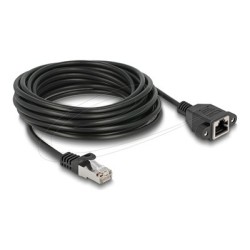 Delock - Sítový prodlužovací kabel - RJ-45 (M) do RJ-45 (F) s maticemi - 5 m - S/FTP - CAT 6 - neobsahuje halogen - cerná