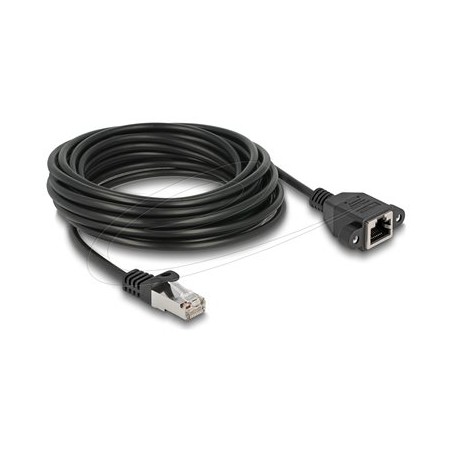 Delock - Sítový prodlužovací kabel - RJ-45 (M) do RJ-45 (F) s maticemi - 5 m - S/FTP - CAT 6 - neobsahuje halogen - cerná