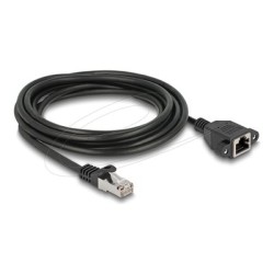 Delock - Sítový prodlužovací kabel - RJ-45 (M) do RJ-45 (F) šroubovací - 2 m - S/FTP - CAT 6a - neobsahuje halogen, plochý