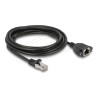 Delock - Sítový prodlužovací kabel - RJ-45 (M) do RJ-45 (F) šroubovací - 2 m - S/FTP - CAT 6a - neobsahuje halogen, plochý