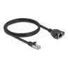 Delock - Sítový prodlužovací kabel - RJ-45 (M) do RJ-45 (F) šroubovací - 1 m - S/FTP - CAT 6a - neobsahuje halogen, plochý