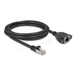 Delock - Sítový prodlužovací kabel - RJ-45 (M) do RJ-45 (F) šroubovací - 3 m - S/FTP - CAT 6a - neobsahuje halogen, plochý