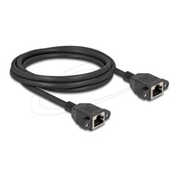 Delock - Sítový kabel - RJ-45 (F) šroubovací do RJ-45 (F) šroubovací - 2 m - S/FTP - CAT 6a - neobsahuje halogen, plochý - cerná
