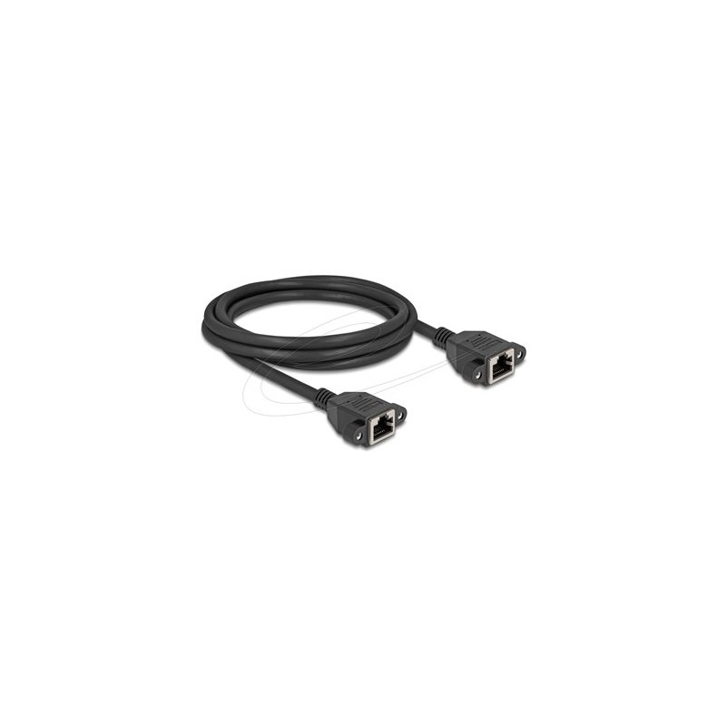 Delock - Sítový kabel - RJ-45 (F) šroubovací do RJ-45 (F) šroubovací - 2 m - S/FTP - CAT 6a - neobsahuje halogen, plochý - cerná