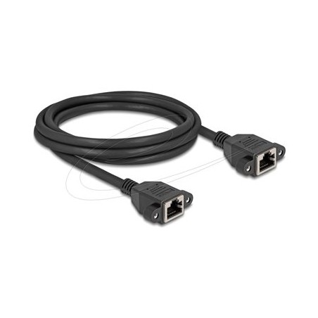 Delock - Sítový kabel - RJ-45 (F) šroubovací do RJ-45 (F) šroubovací - 2 m - S/FTP - CAT 6a - neobsahuje halogen, plochý - cerná