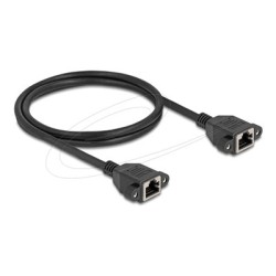 Delock - Sítový prodlužovací kabel - RJ-45 (F) do RJ-45 (F) - 1 m - S/FTP - CAT 6a - neobsahuje halogen - cerná