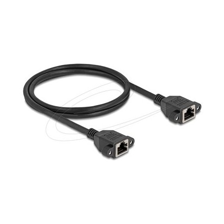 Delock - Sítový prodlužovací kabel - RJ-45 (F) do RJ-45 (F) - 1 m - S/FTP - CAT 6a - neobsahuje halogen - cerná