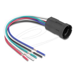 Delock - Elektrické vedení s tlacítkem - 5pinový (F) do obnažený drát - AC 230 V - 3 A - 15 cm - licna - cerná 90792