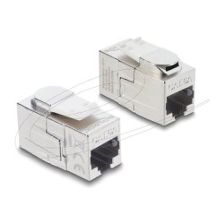 Delock - Modulární vložka (spojka) - klíc - CAT 6a - stínený - RJ-45 - stríbrná, bílá 90796