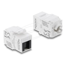 Delock - Modul - tool-free, with dust cover - CAT 6 - UTP - RJ-45, LSA - cerná, bílá