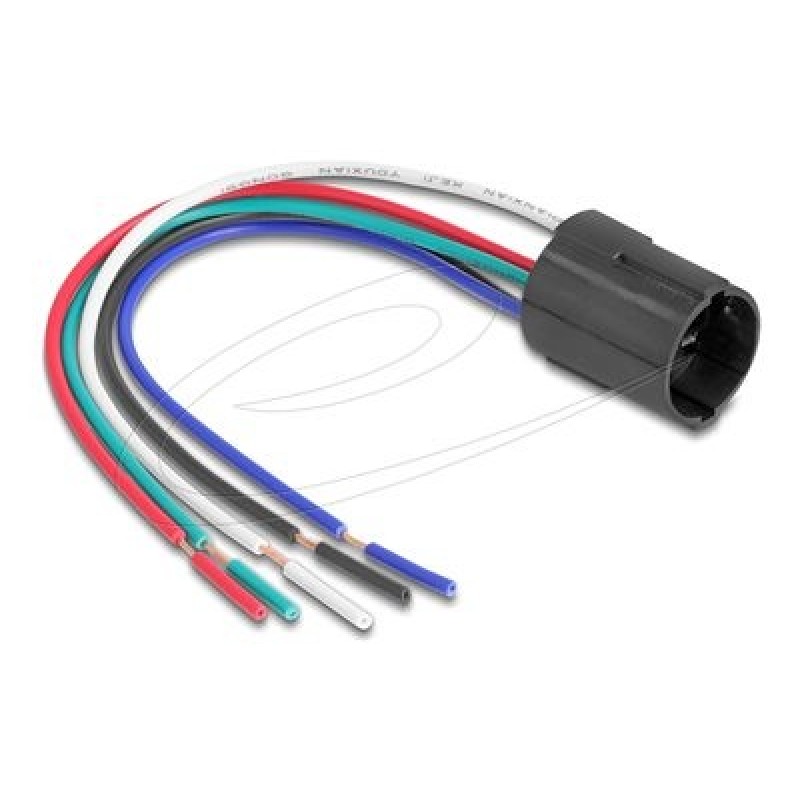 Delock - Elektrické vedení s tlacítkem - 5pinový (F) do obnažený drát - AC 230 V - 3 A - 15 cm - licna - cerná 90793