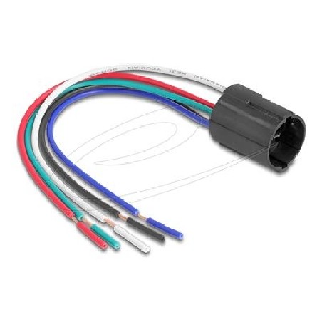 Delock - Elektrické vedení s tlacítkem - 5pinový (F) do obnažený drát - AC 230 V - 3 A - 15 cm - licna - cerná 90793