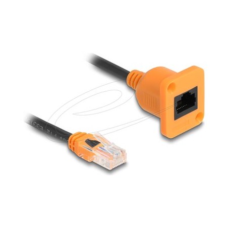 Delock - Sítový prodlužovací kabel - RJ-45 (M) do RJ-45 (F) typ D - 30 cm - 5.5 mm - UTP - CAT 5e - oranžová/cerná 90803
