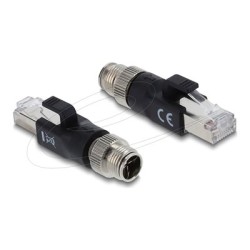 Delock - Sítový adaptér - 8 pin M12-X (M) do RJ-45 (M) - CAT 6 - X-kódovaný, provedení bez hrbolku - cerná