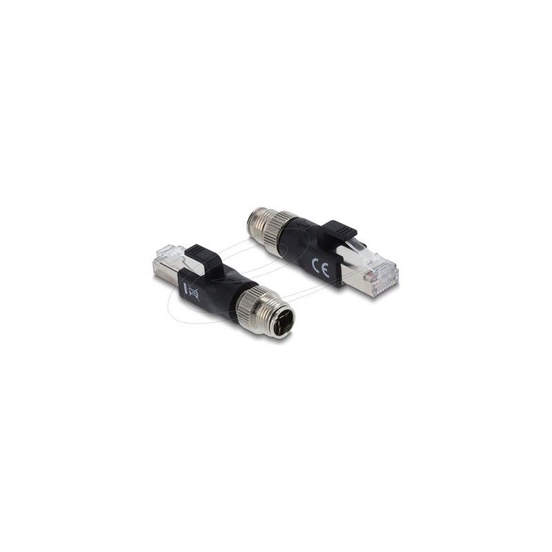 Delock - Sítový adaptér - 8 pin M12-X (M) do RJ-45 (M) - CAT 6 - X-kódovaný, provedení bez hrbolku - cerná