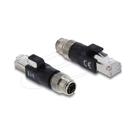 Delock - Sítový adaptér - 8 pin M12-X (M) do RJ-45 (M) - CAT 6 - X-kódovaný, provedení bez hrbolku - cerná
