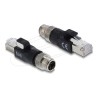 Delock - Sítový adaptér - 8 pin M12-X (M) do RJ-45 (M) - CAT 6 - X-kódovaný, provedení bez hrbolku - cerná