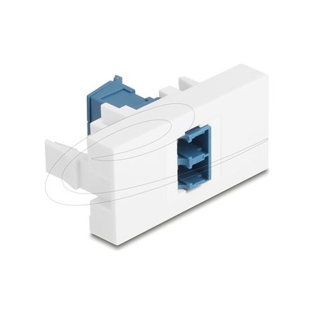 Delock - Easy 45 - zacvakávací modul - s lasrovou ochranou flip uvnitr - LC duplex - 1 souprava - modrá, bílá