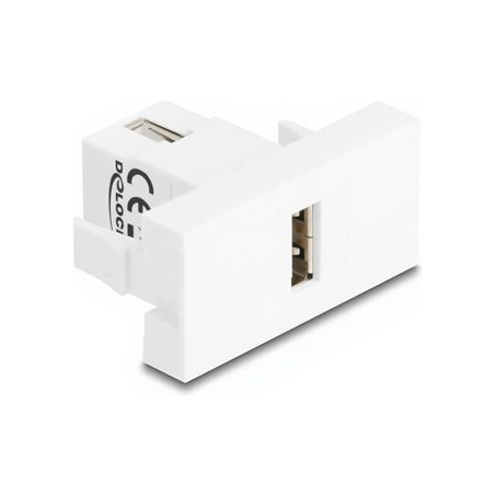 Delock - Easy 45 - zacvakávací modul - USB 2.0, samice - USB - 1 zásuvka USB - 1 modul - bílá 90908