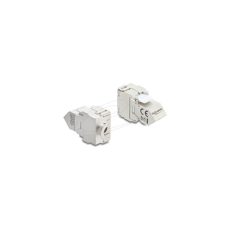 Delock - Modul - 45° angled, 180° cable routing tool-free metal - CAT 6a - stínený - RJ-45, LSA