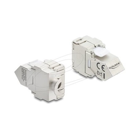 Delock - Modul - 45° angled, 180° cable routing tool-free metal - CAT 6a - stínený - RJ-45, LSA