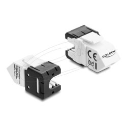 Delock - Modul - 45° angled, 180° cable routing, tool-free - CAT 6a - UTP - RJ-45, LSA - cerná, bílá