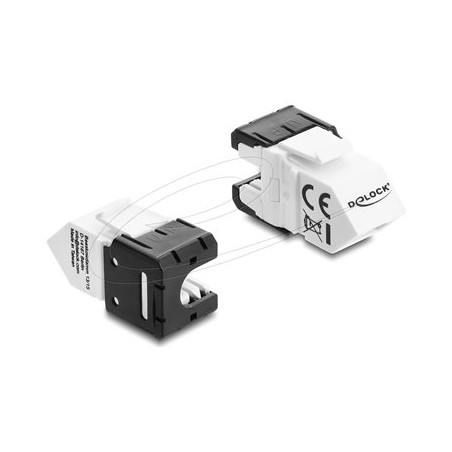 Delock - Modul - 45° angled, 180° cable routing, tool-free - CAT 6a - UTP - RJ-45, LSA - cerná, bílá