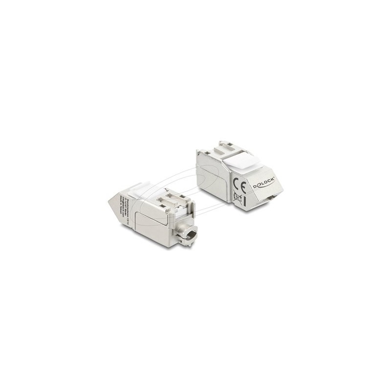 Delock - Modul - 45° angled, 90° cable routing, tool-free - CAT 6a - stínený - RJ-45, LSA - kov